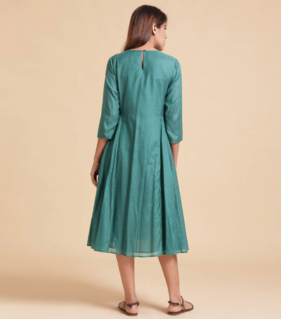 Green Silk Cotton Dress