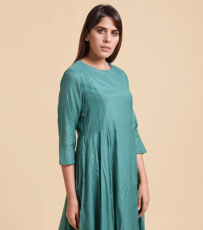 Green Silk Cotton Dress