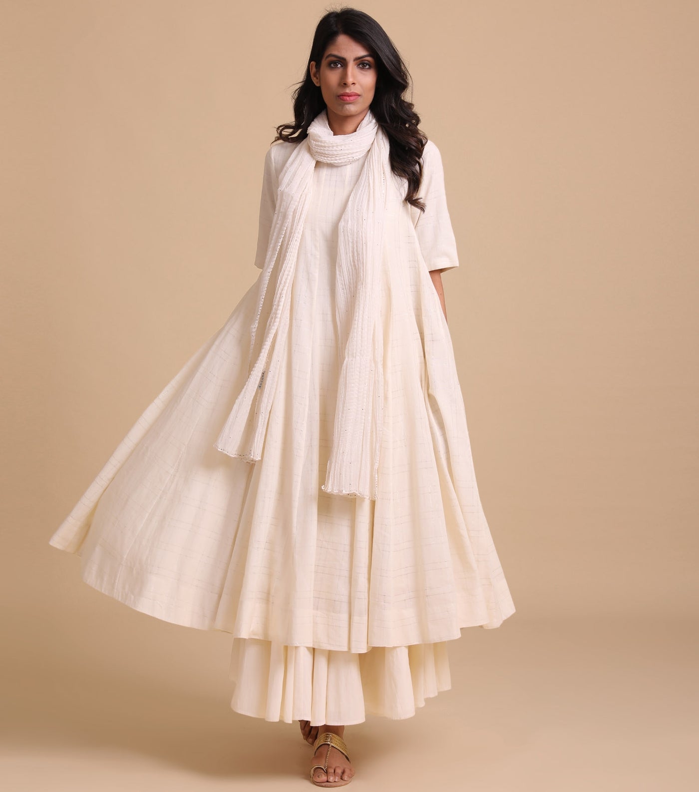 Natural chanderi crinkled dupatta