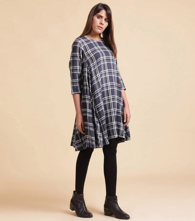 Blue checked cotton Dress