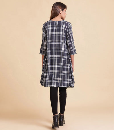 Blue checked cotton Dress