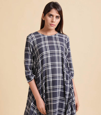 Blue checked cotton Dress