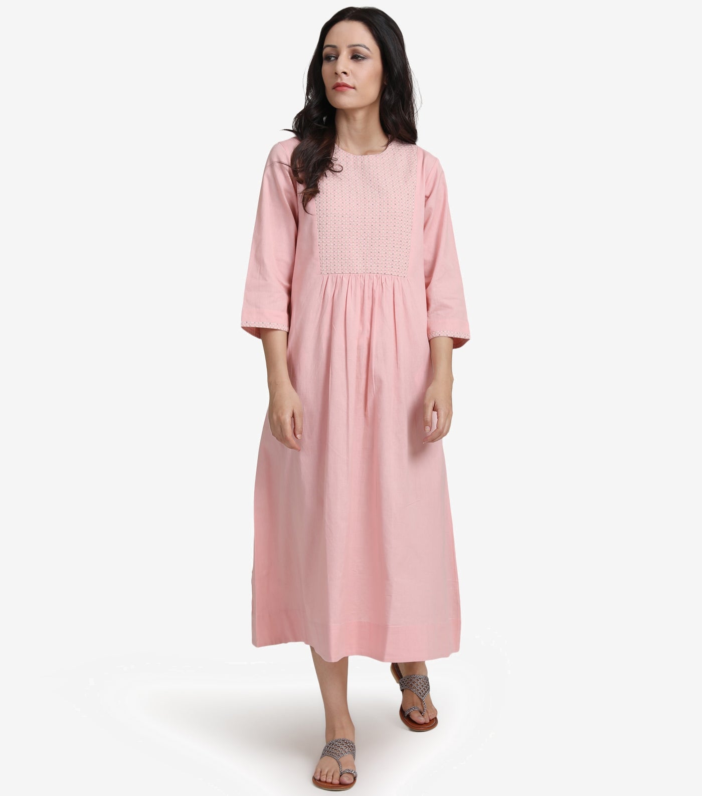 Pastel pink cotton linen Dress