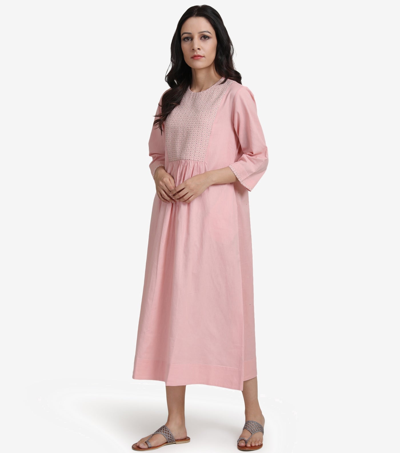 Pastel pink cotton linen Dress