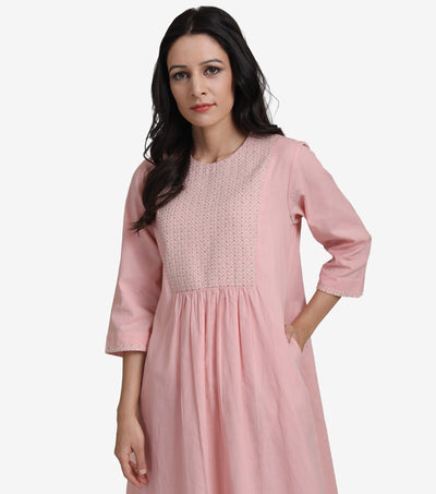 Pastel pink cotton linen Dress