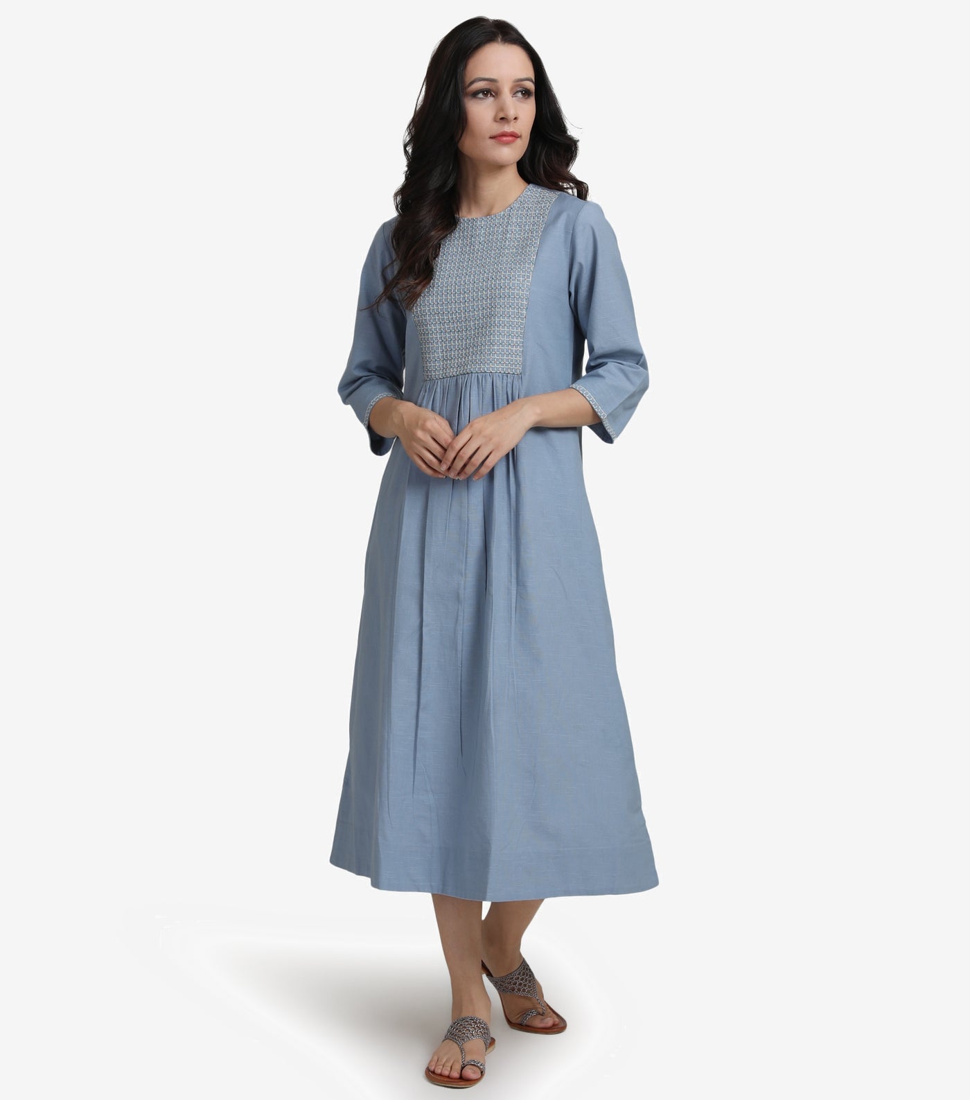 Pastel blue cotton linen Dress