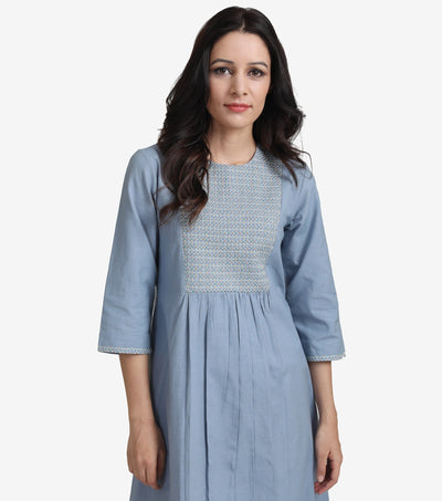 Pastel blue cotton linen Dress