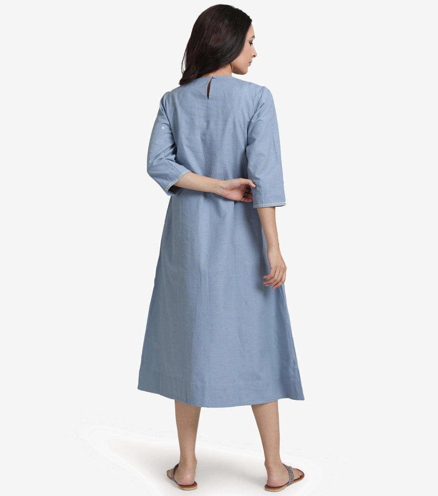 Pastel blue cotton linen Dress