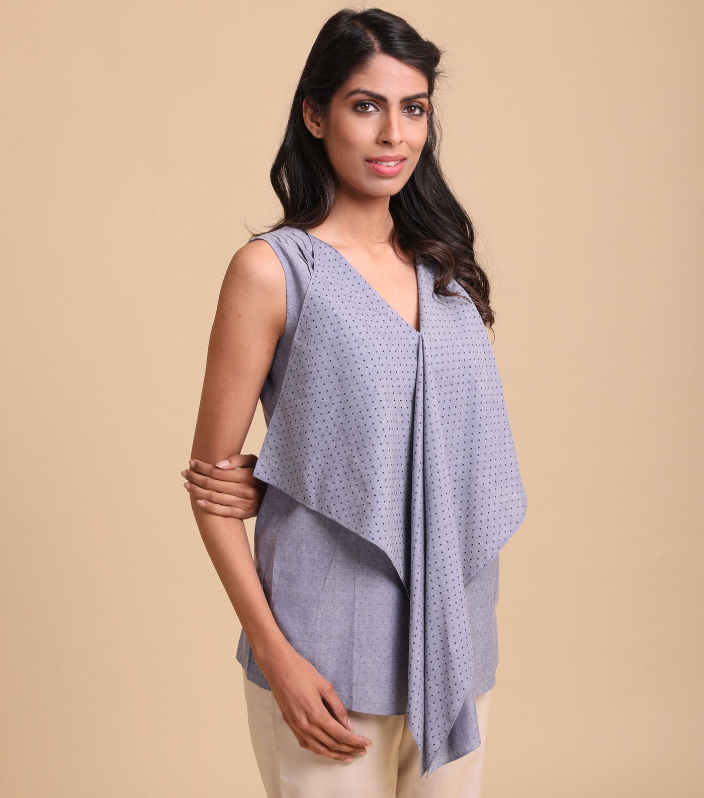 Blue cotton printed top