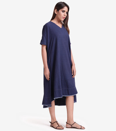 Navy blue solid khadi Dress