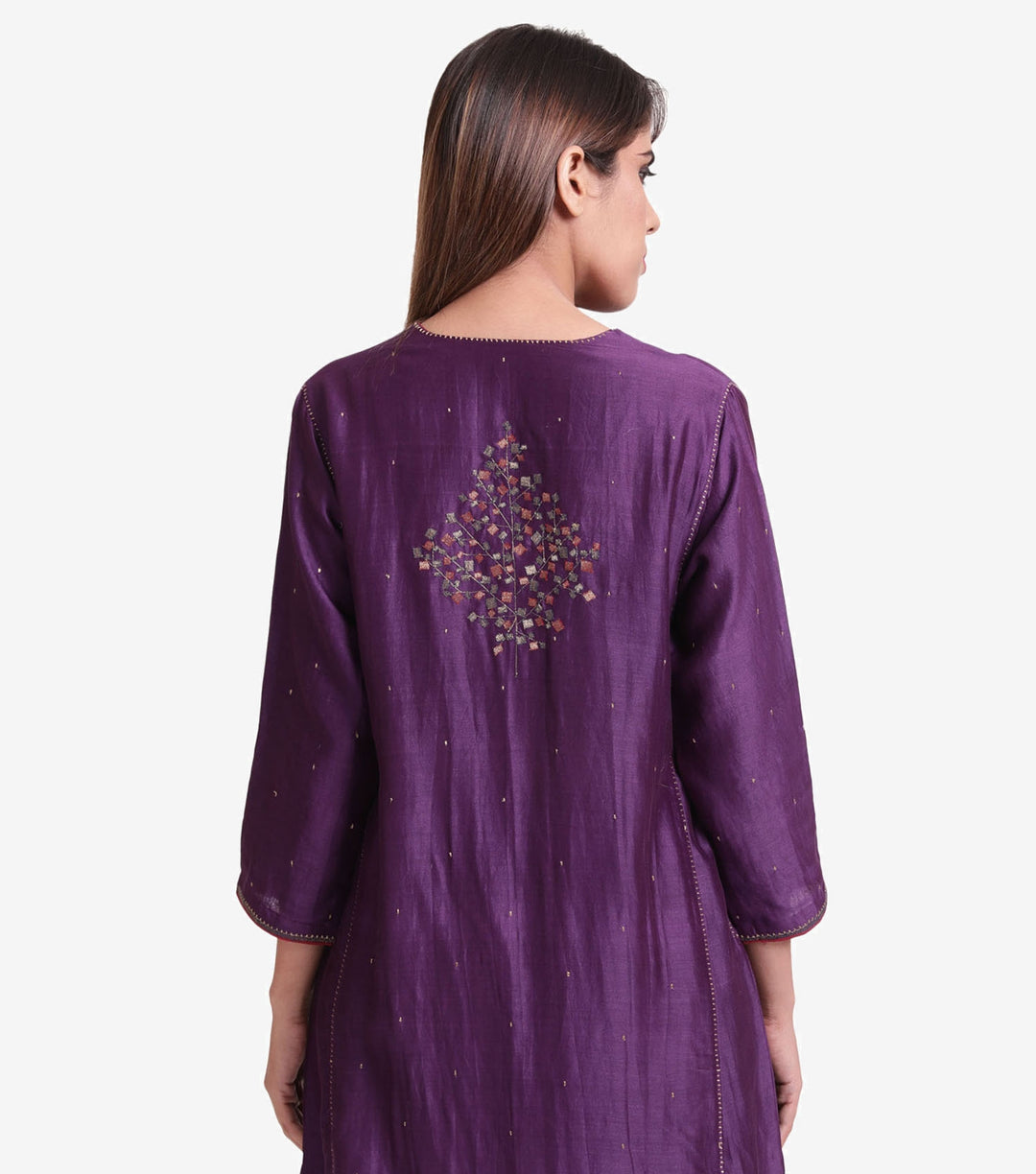 Purple Chanderi Embroidered kurta