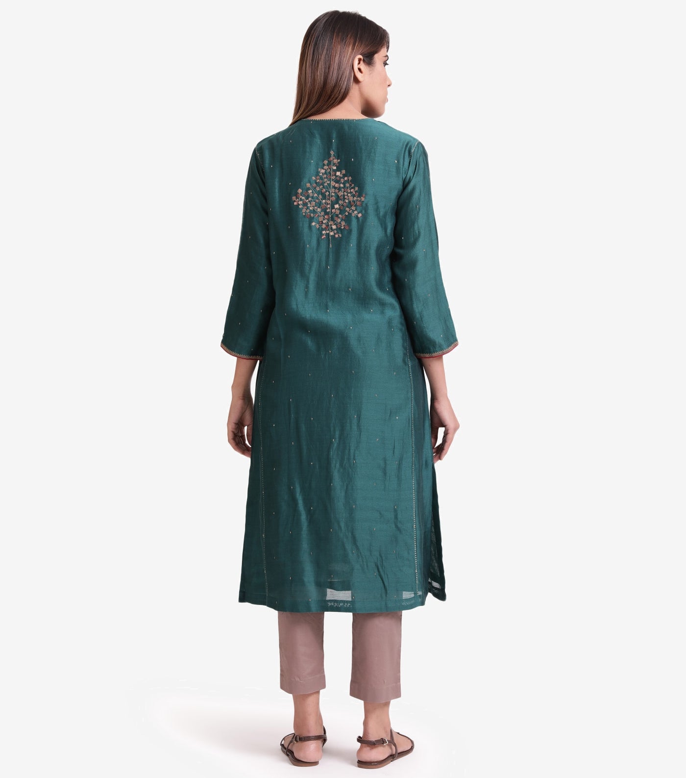 Emerald embroidered Cotton Silk kurta