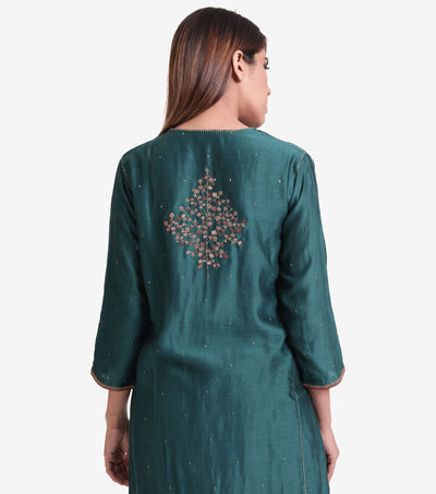 Emerald embroidered Cotton Silk kurta
