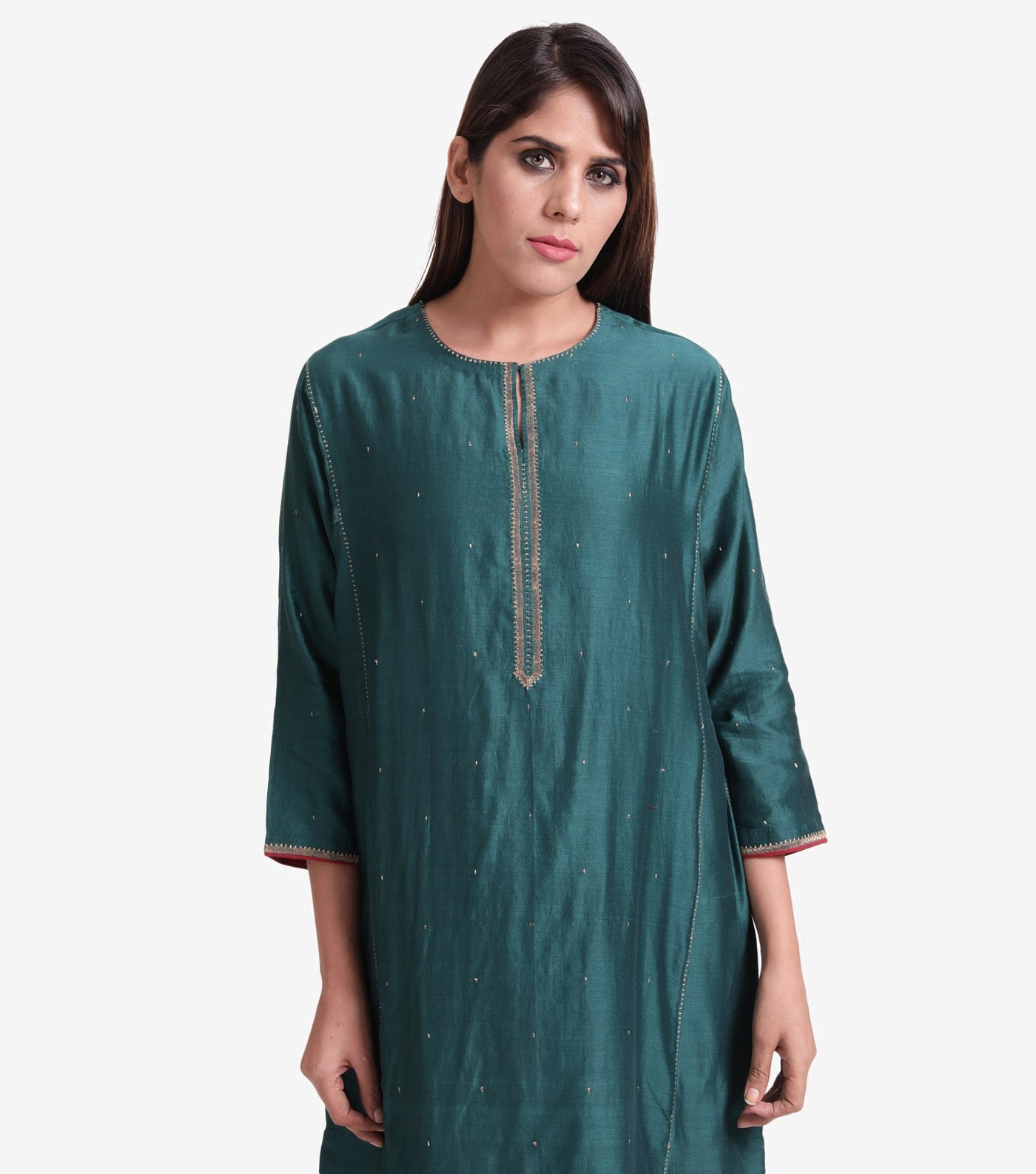 Emerald embroidered Cotton Silk kurta