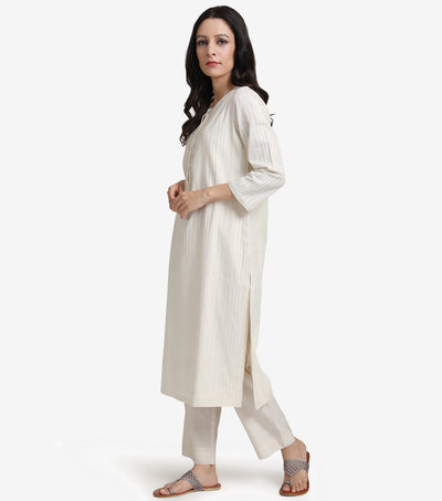 Natural solid cotton kurta