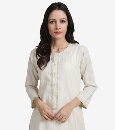 Natural solid cotton kurta