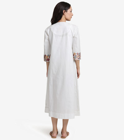 Natural embroidered cotton dress