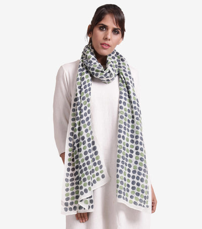 Polka dot printed wool stole