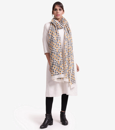 Polka dot printed wool stole