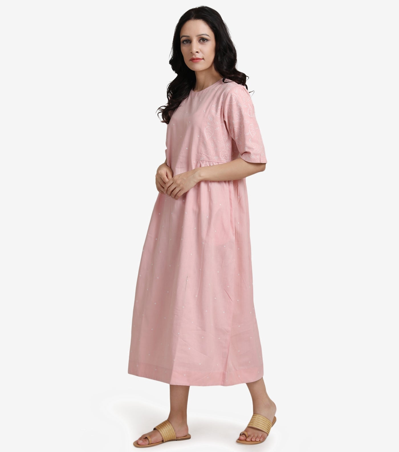 Pink cotton linen dress