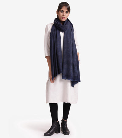 Blue Printed Wool Stole