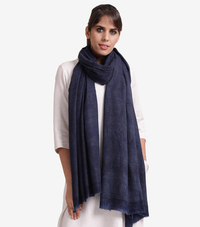 Blue Printed Wool Stole
