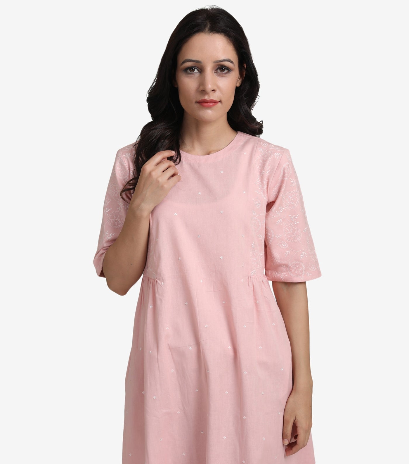 Pink cotton linen dress