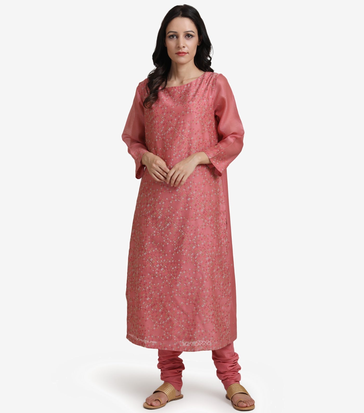 Dark Pink Embroidered Chanderi Suit set