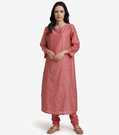 Dark Pink Embroidered Chanderi Suit set