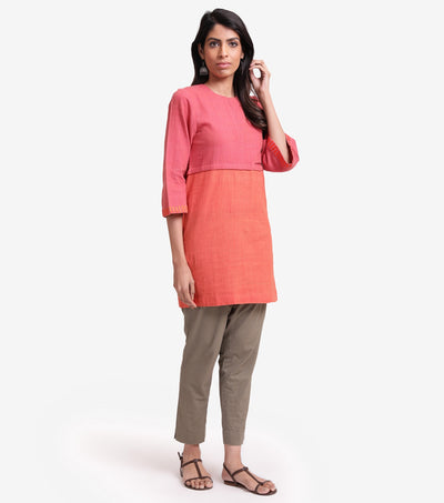 Pink orange color blocked tunic