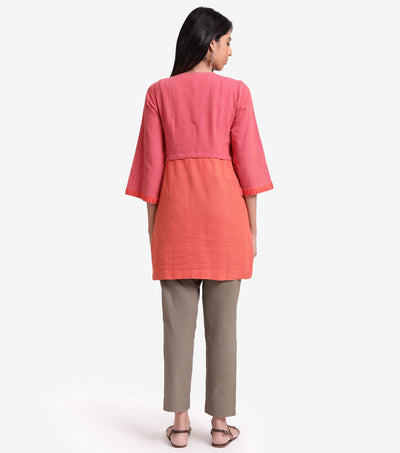 Pink orange color blocked tunic