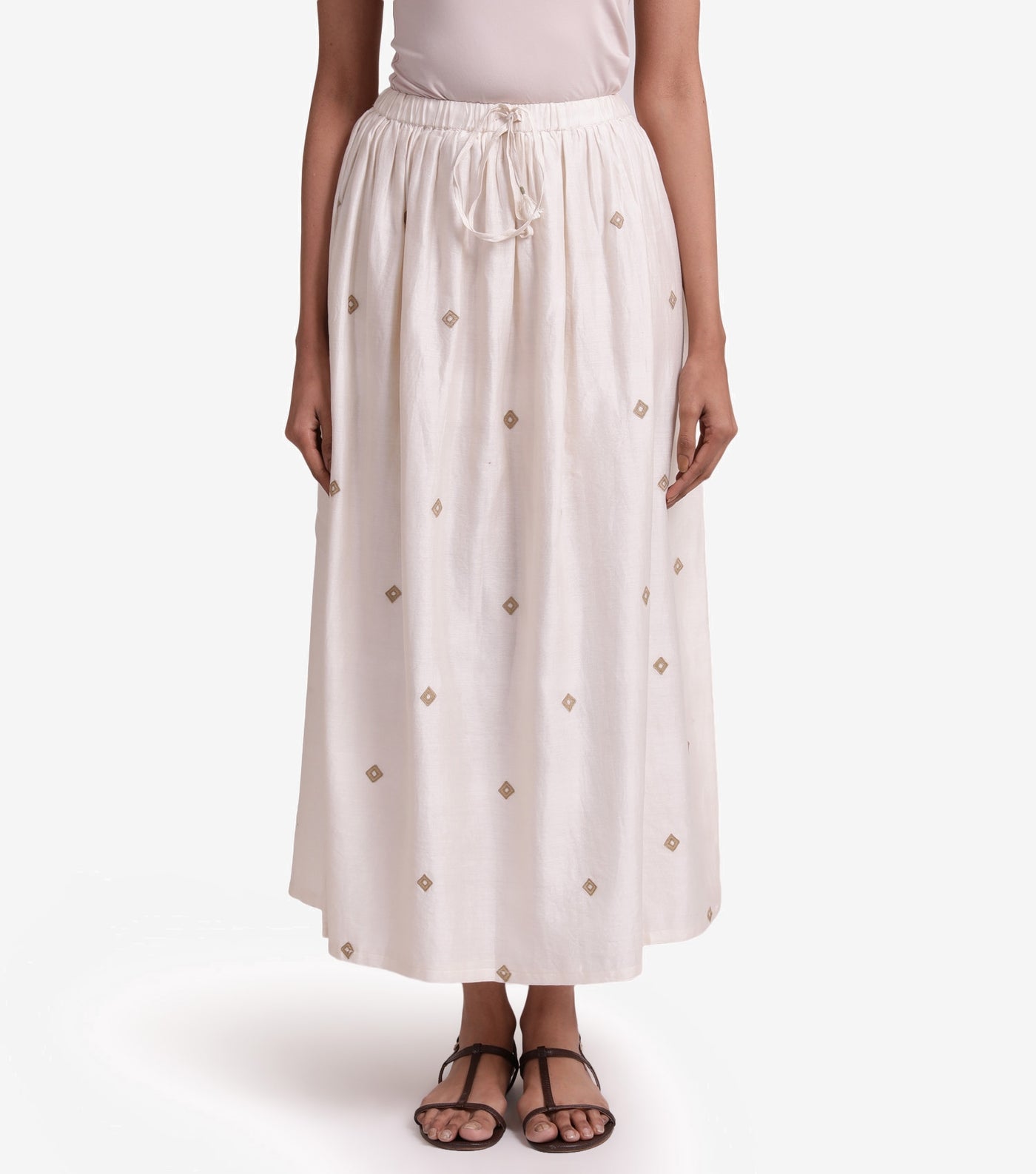 Natural Chanderi Patchwork skirt
