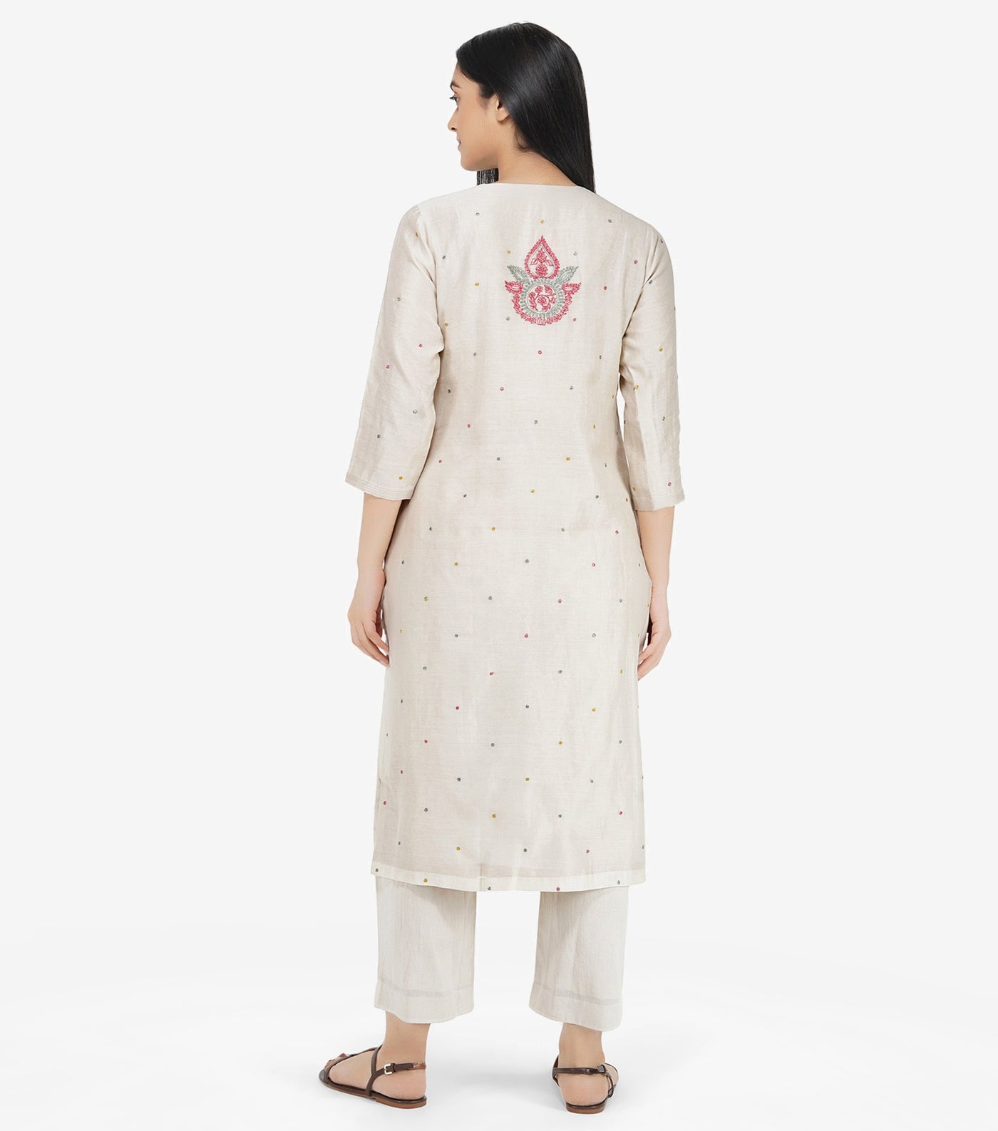 Ivory Embroidered Chanderi Suit Set