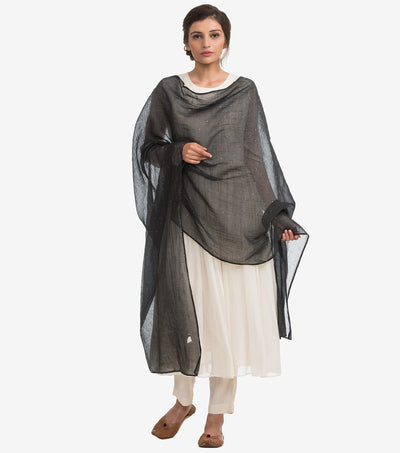 Black Mukaish chanderi dupatta