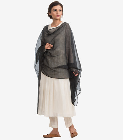 Black Mukaish chanderi dupatta