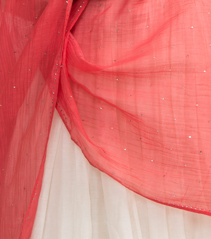 Red Mukaish chanderi dupatta