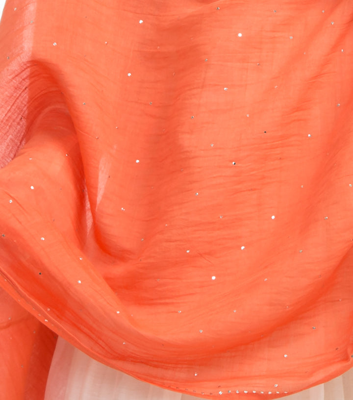 Orange Mukaish chanderi dupatta