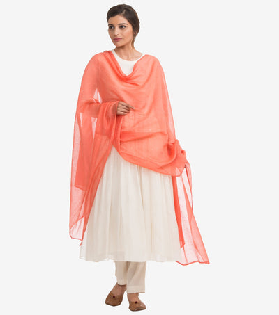 Orange Mukaish chanderi dupatta