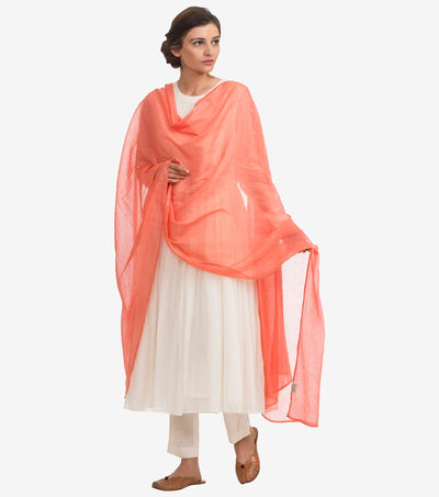 Orange Mukaish chanderi dupatta