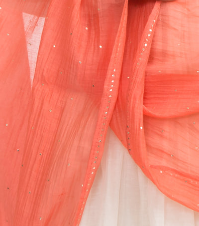 Orange Mukaish chanderi dupatta