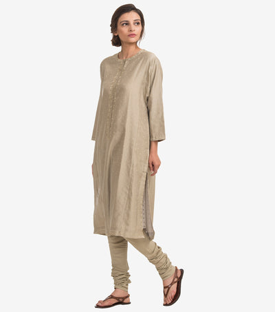 Beige Silk Chanderi Kurta