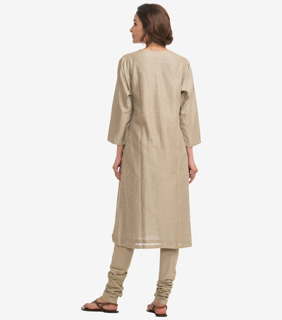 Beige Silk Chanderi Kurta