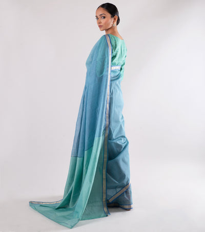 Blue Hand Woven Maheshwari Saree
