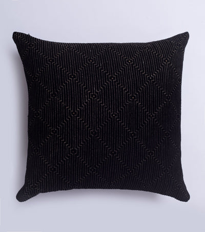 Symmetrical Bliss Black Velvet Cushion Cover