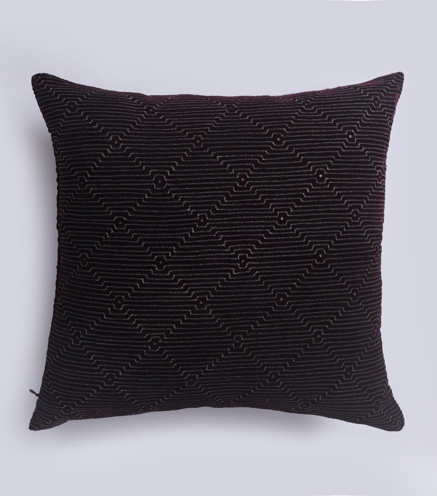 Symmetrical Bliss Wine Velvet Cushion Cover