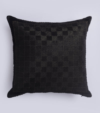 Checked Bling Black Velvet Cushion Cover