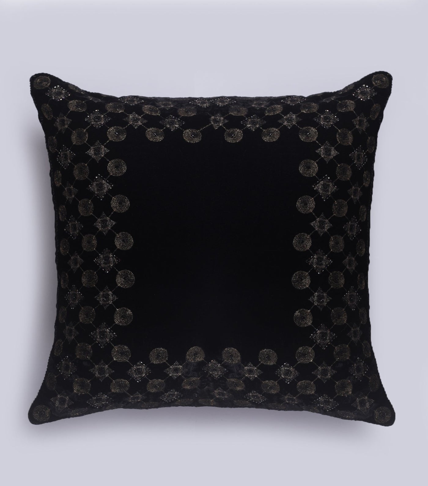 Liner Jaal Black Velvet Cushion Cover