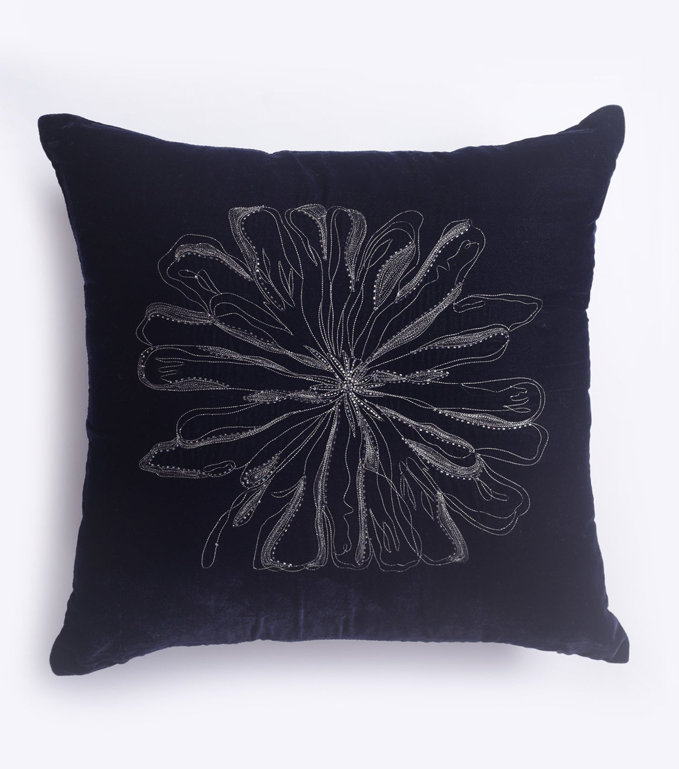 Floral Splatter Navy Velvet Cushion Cover