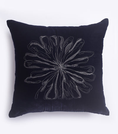 Floral Splatter Navy Velvet Cushion Cover