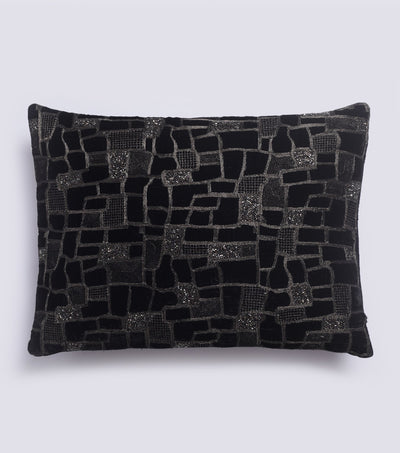 Maze Black Velvet Cushion Cover